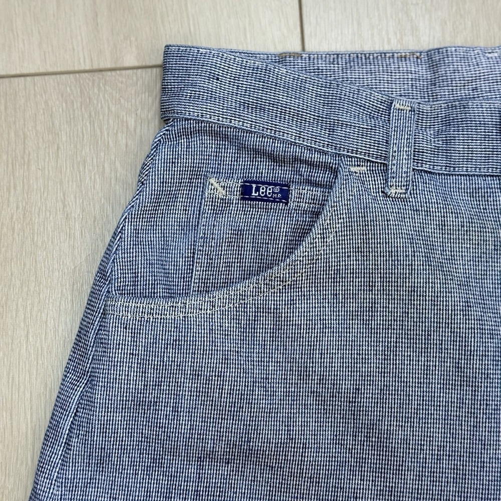 Vintage 1990's Lee USA High Rise Blue Micro Check Mom Shorts Size 12 Med 90s - Picture 4 of 13
